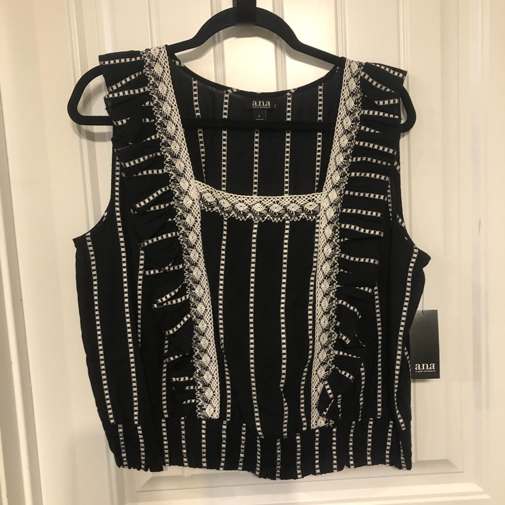 A.N.A Sleeveless Top - Black Swiss Top